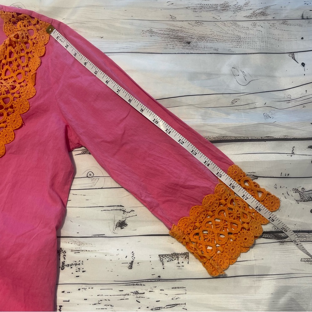 Mudpie for Atlantis Beach Swim Coverup Size M Orange Pink Lace Preowned - Picture 8 of 8